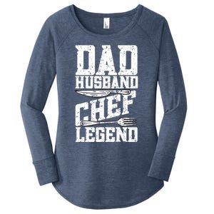 Dad Husband Chef Legend Cook Cooking Funny Chef Gift Women's Perfect Tri Tunic Long Sleeve Shirt