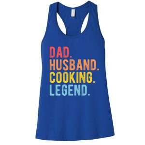 Dad Husband Cooking Legend Retro Chef Dad Gift Women's Racerback Tank