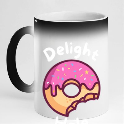 Delight Hole Donut Sprinkles Doughnut Fried Dough Sweet Gift 11oz Black Color Changing Mug