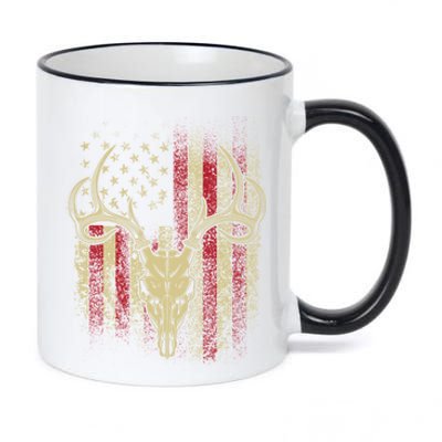 Deer Hunters Deer Skull On American Flag Meaningful Gift 11oz Black Color Changing Mug