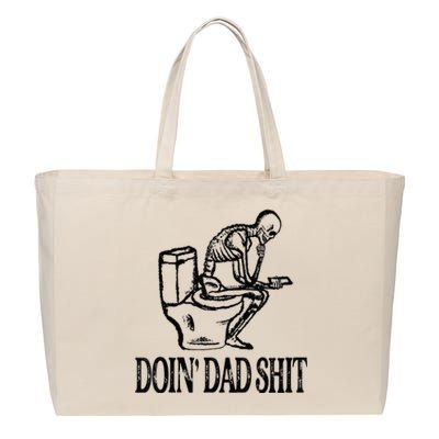 Doing Hot Dad Shits Funny Fathers Day Skeleton Cotton Canvas Jumbo Tote