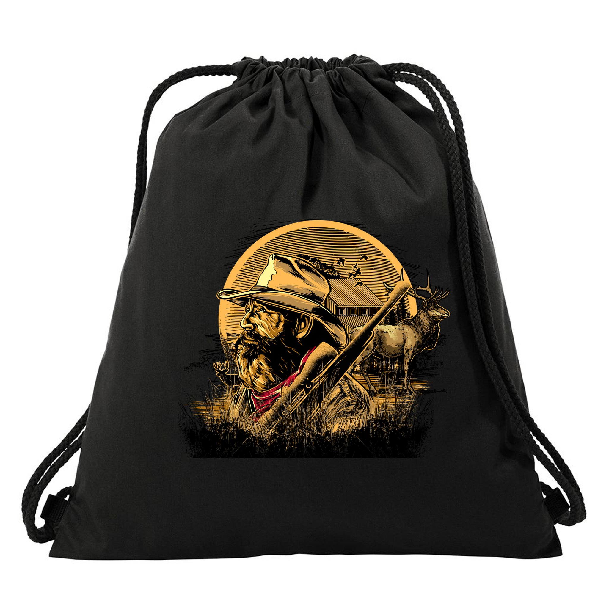 Deer Hunter Drawstring Bag