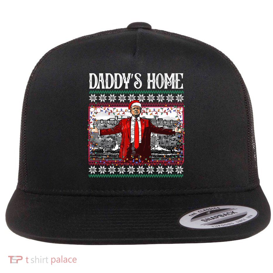 Daddys Home Donald Trump Christmas Flat Bill Trucker Hat