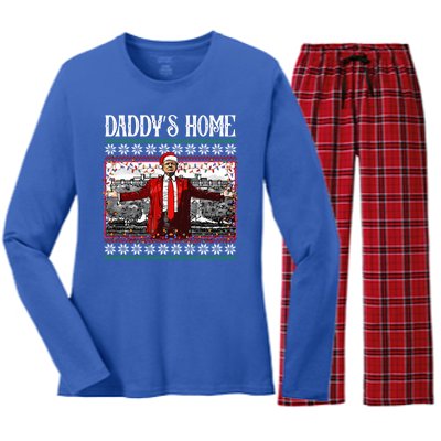 Daddys Home Donald Trump Christmas Women's Long Sleeve Flannel Pajama Set 