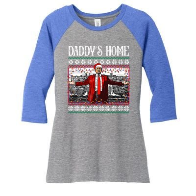 Daddys Home Donald Trump Christmas Women's Tri-Blend 3/4-Sleeve Raglan Shirt