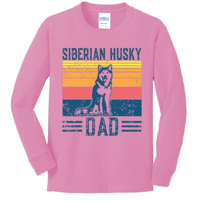 Dog Husky Dad Vintage Siberian Husky Dad Kids Long Sleeve Shirt