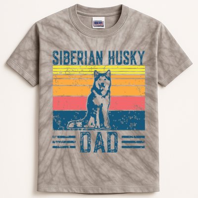 Dog Husky Dad Vintage Siberian Husky Dad Kids Tie-Dye T-Shirt