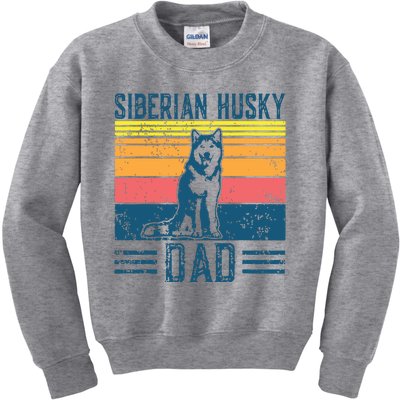 Dog Husky Dad Vintage Siberian Husky Dad Kids Sweatshirt