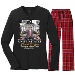 DaddyS Home Donald Trump 47th President Inauguration Day Design Women's Long Sleeve Flannel Pajama Set 