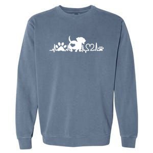 Dachshund Heartbeat Doxie Love Heart Paw Gift Garment-Dyed Sweatshirt