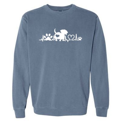 Dachshund Heartbeat Doxie Love Heart Paw Gift Garment-Dyed Sweatshirt