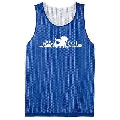 Dachshund Heartbeat Doxie Love Heart Paw Gift Mesh Reversible Basketball Jersey Tank