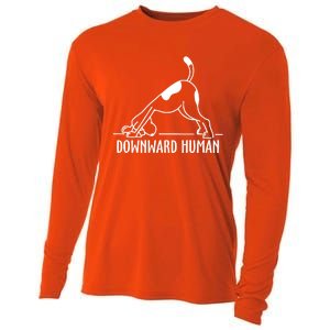 Downward Hu Dog Funny Yoga Workout Dog Lover Gift Cooling Performance Long Sleeve Crew