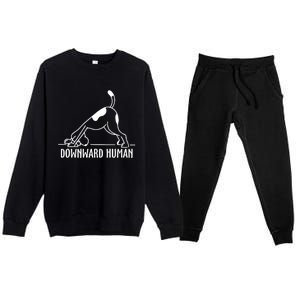 Downward Hu Dog Funny Yoga Workout Dog Lover Gift Premium Crewneck Sweatsuit Set