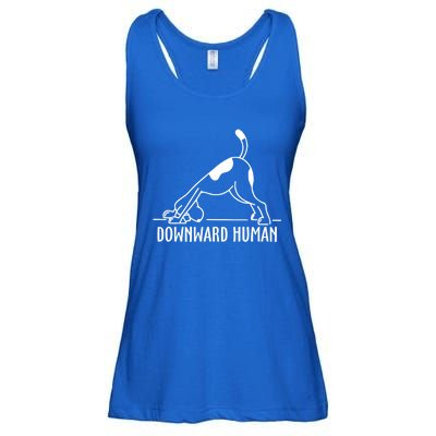 Downward Hu Dog Funny Yoga Workout Dog Lover Gift Ladies Essential Flowy Tank