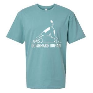 Downward Hu Dog Funny Yoga Workout Dog Lover Gift Sueded Cloud Jersey T-Shirt