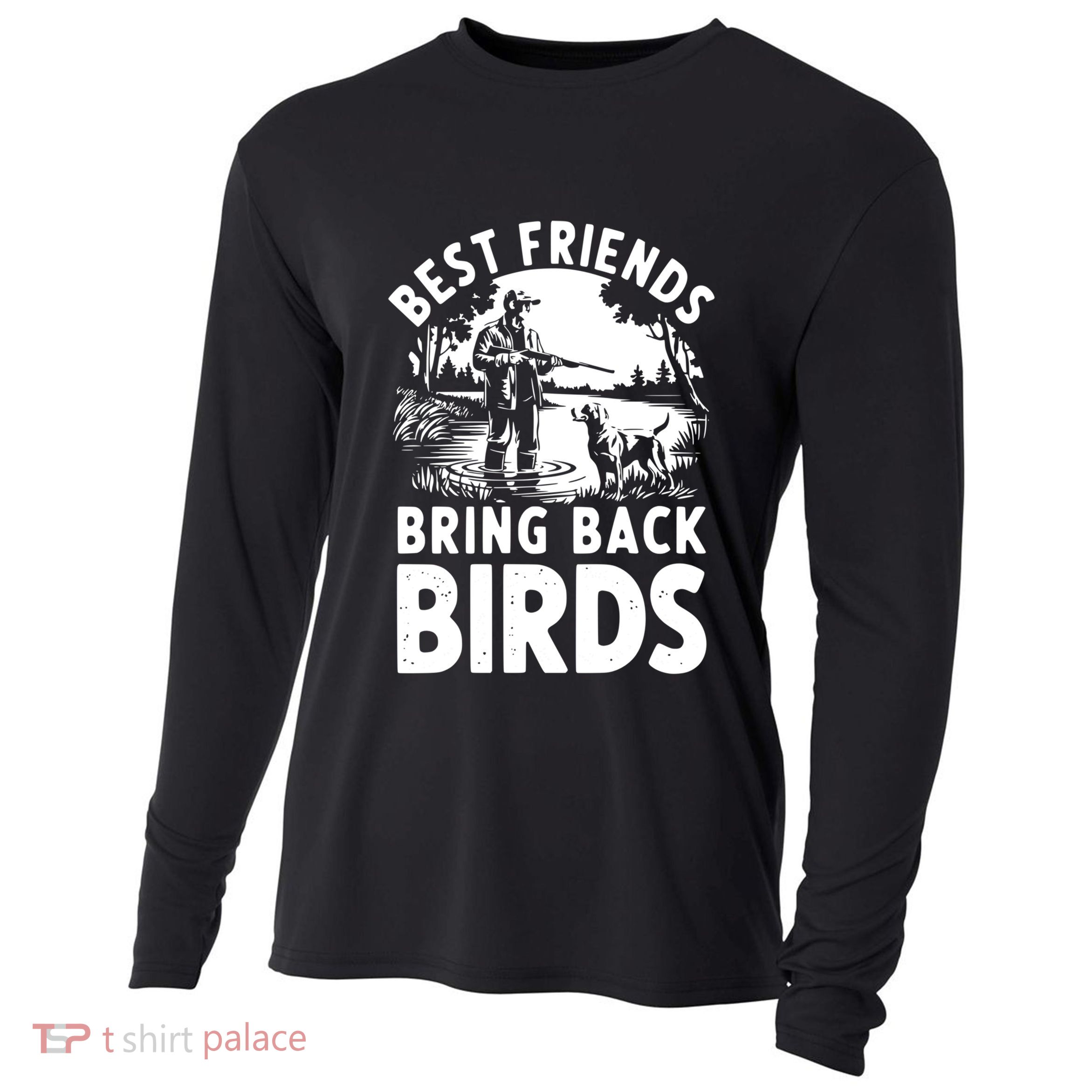 Duck Hunting Dog Funny Mallard Hunter Waterfowl Patriot Gift Cooling Performance Long Sleeve Crew