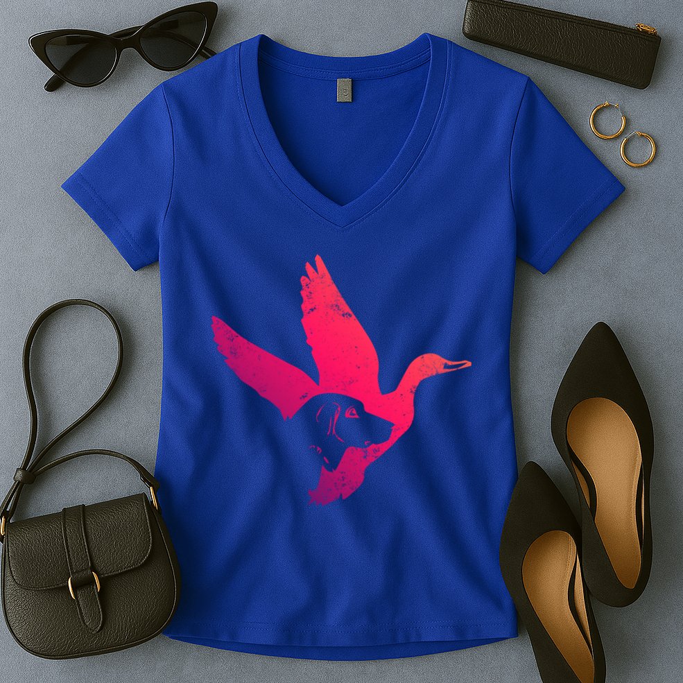 Duck Hunting Dog Duck Hunter Gift Duck Hunting Season Gift Women's V-Neck T-Shirt