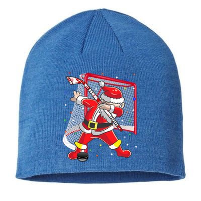 Dabbing Hockey Dabbing Santa Christmas Holiday Hockey Gift Sustainable Beanie