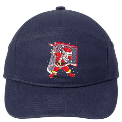 Dabbing Hockey Dabbing Santa Christmas Holiday Hockey Gift 7-Panel Snapback Hat