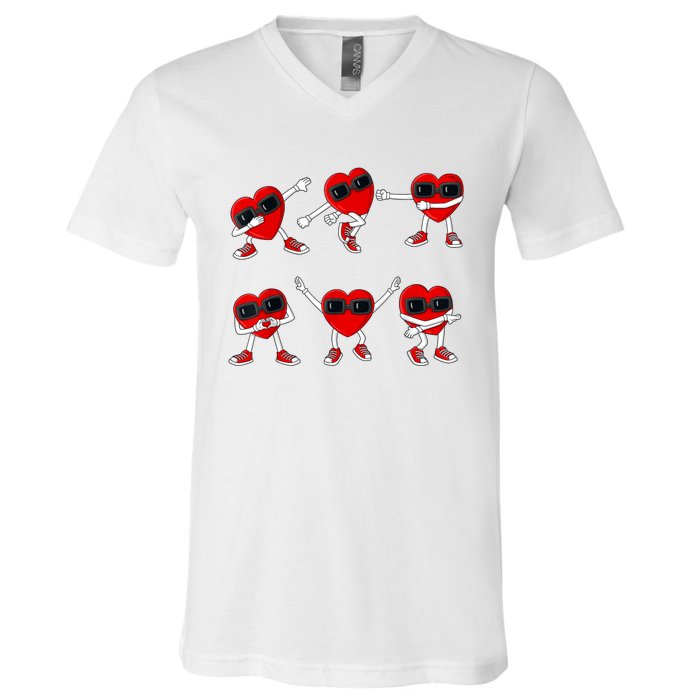 Dancing Hearts Dance Challenge Valentines Day V-Neck T-Shirt