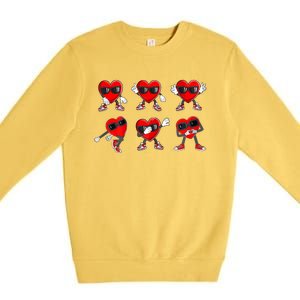 Dancing Hearts Dance Challenge Valentines Day Funny Gift Premium Crewneck Sweatshirt