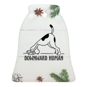 Downward Human Dog Funny Yoga Workout, Dog Lover Ceramic Bell Ornament