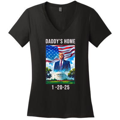 Daddys Home Donald Trump Won Inauguration Women's V-Neck T-Shirt