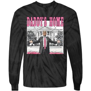 Daddys Home Donald Trump Won I Will Be Home For Christmas Tie-Dye Long Sleeve Shirt