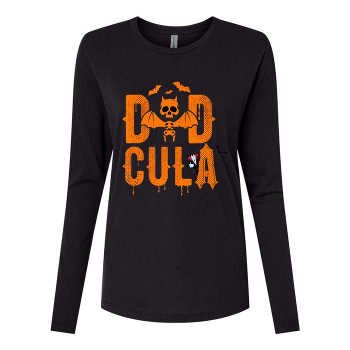 Dad Halloween Dracula Costume Funny Dadcula Man Gift Womens Cotton Relaxed Long Sleeve T-Shirt