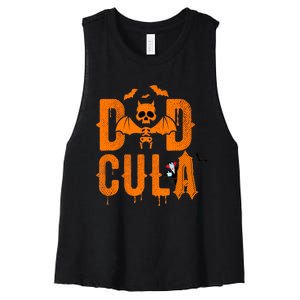 Dad Halloween Dracula Costume Funny Dadcula Man Gift Women's Racerback Cropped Tank