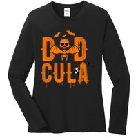 Dad Halloween Dracula Costume Funny Dadcula Man Gift Ladies Long Sleeve Shirt