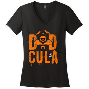 Dad Halloween Dracula Costume Funny Dadcula Man Gift Women's V-Neck T-Shirt