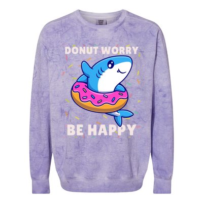 Donut Humor Donut Worry Shark Donuts Funny Donut Doughnut Cool Gift Colorblast Crewneck Sweatshirt