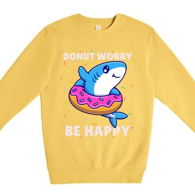 Donut Humor Donut Worry Shark Donuts Funny Donut Doughnut Cool Gift Premium Crewneck Sweatshirt