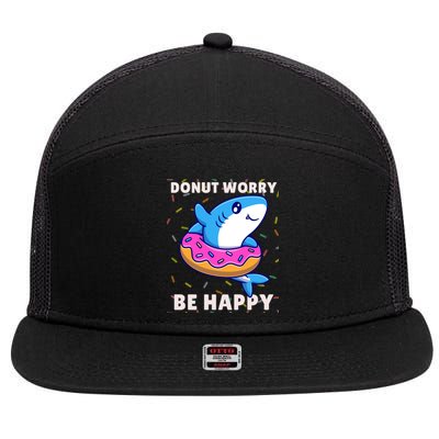 Donut Humor Donut Worry Shark Donuts Funny Donut Doughnut Cool Gift 7 Panel Mesh Trucker Snapback Hat