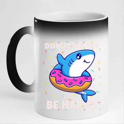 Donut Humor Donut Worry Shark Donuts Funny Donut Doughnut Cool Gift 11oz Black Color Changing Mug