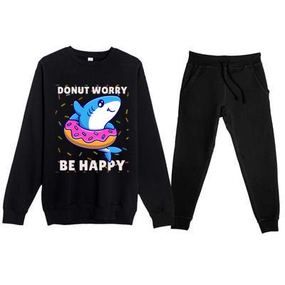 Donut Humor Donut Worry Shark Donuts Funny Donut Doughnut Cool Gift Premium Crewneck Sweatsuit Set