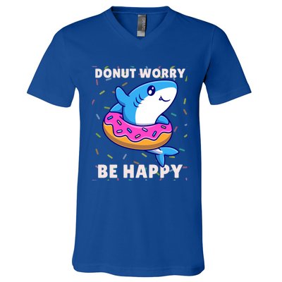 Donut Humor Donut Worry Shark Donuts Funny Donut Doughnut Cool Gift V-Neck T-Shirt