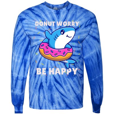 Donut Humor Donut Worry Shark Donuts Funny Donut Doughnut Cool Gift Tie-Dye Long Sleeve Shirt