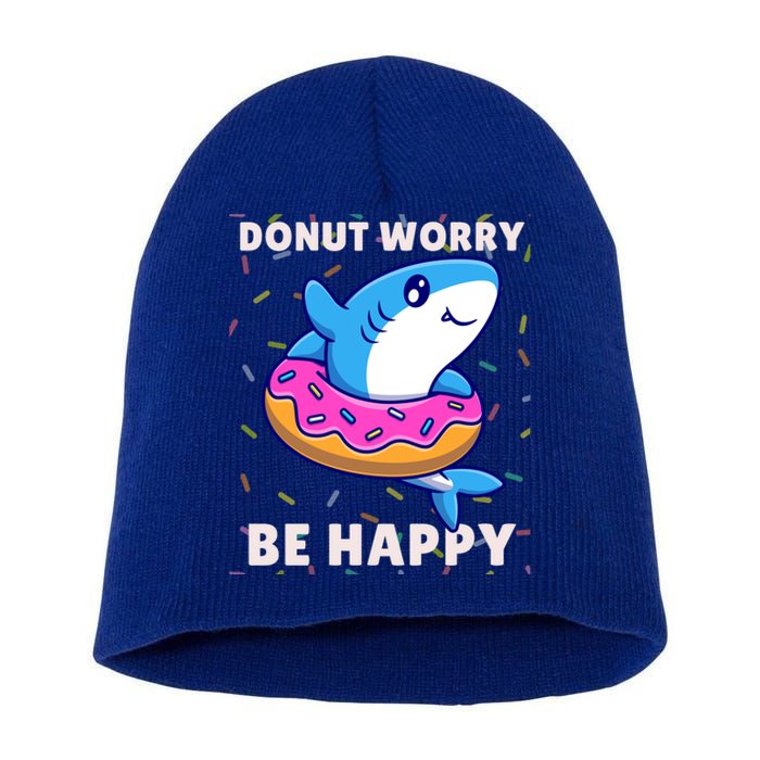 Donut Humor Donut Worry Shark Donuts Funny Donut Doughnut Cool Gift Short Acrylic Beanie