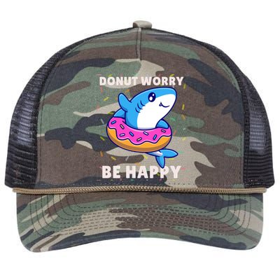 Donut Humor Donut Worry Shark Donuts Funny Donut Doughnut Cool Gift Retro Rope Trucker Hat Cap