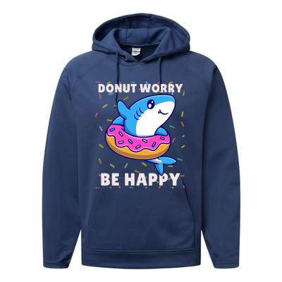 Donut Humor Donut Worry Shark Donuts Funny Donut Doughnut Cool Gift Performance Fleece Hoodie