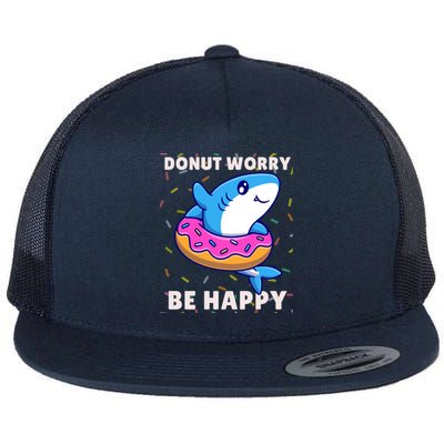 Donut Humor Donut Worry Shark Donuts Funny Donut Doughnut Cool Gift Flat Bill Trucker Hat