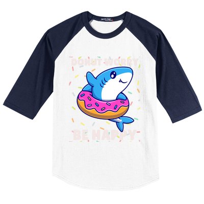 Donut Humor Donut Worry Shark Donuts Funny Donut Doughnut Cool Gift Baseball Sleeve Shirt