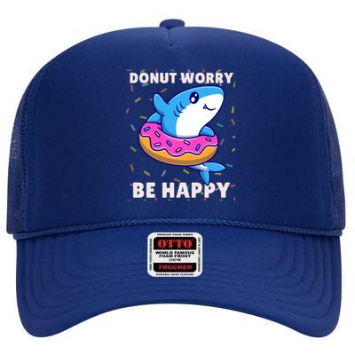 Donut Humor Donut Worry Shark Donuts Funny Donut Doughnut Cool Gift High Crown Mesh Back Trucker Hat