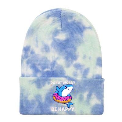 Donut Humor Donut Worry Shark Donuts Funny Donut Doughnut Cool Gift Tie Dye 12in Knit Beanie