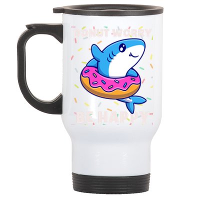 Donut Humor Donut Worry Shark Donuts Funny Donut Doughnut Cool Gift Stainless Steel Travel Mug