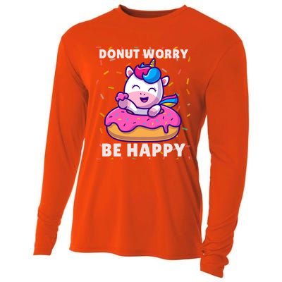 Donut Humor Donut Worry Unicorn Donuts Funny Donut Doughnut Gift Cooling Performance Long Sleeve Crew