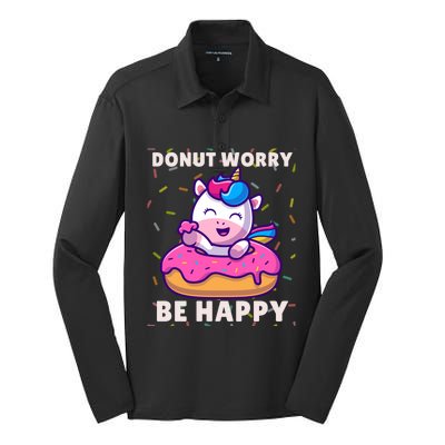 Donut Humor Donut Worry Unicorn Donuts Funny Donut Doughnut Gift Silk Touch Performance Long Sleeve Polo